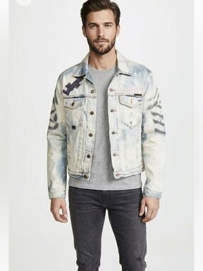 Custom DIY Studded Acid Wash Denim Jacket | Punk Grunge Art